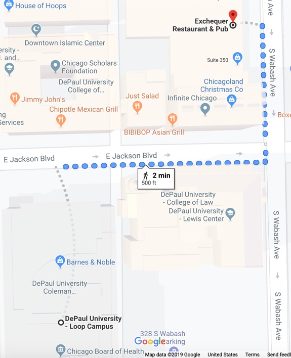 DePaul University Loop Campus to Exchequer Restaurant and Pub